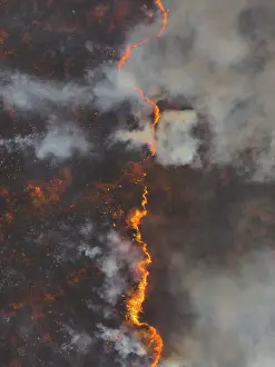 Abstract Aerial Art Prints: Drone photograph showing a controlled fire in the Australian outback
