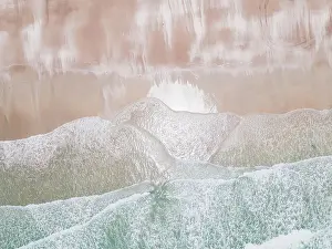Drone shot looking down onto Cable Beach, Broome, Australia