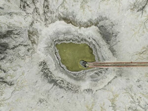 Images Dated 20th July 2023: Drone shot looking down on a pool of water in a mine, Western Australia, Australia