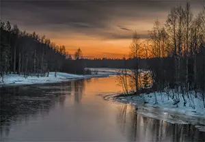 Dusk at Brandon Island, Baltic sea, Lapland, Sweden