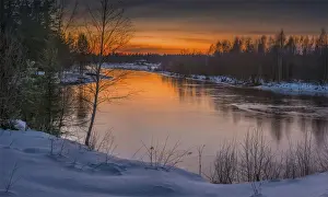Images Dated 29th January 2017: Dusk at Brandon Island, Baltic sea, Lapland, Sweden