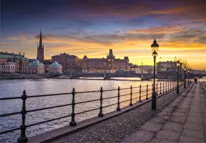 Dusk light in Stockholm in winter, Sweden