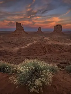 Arizona Prints: Dusk at Monument Valley, Arizona