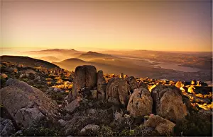 Mt Wellington Mountain Tasmania Prints: Dusk on the summit of mount Wellington, Hobart, Tasmania, Australia