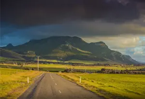 Dusk sweeps across the pastural land near Mount Strzelecki, Flinders Island, Bass Strait, Tasmania