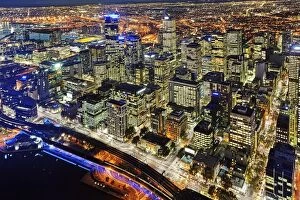 Images Dated 28th April 2011: Elevated view of the Centre and docklands illuminated at night