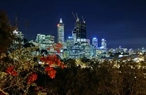 Allan Baxter Collection: Elevated view of Perth business district at dusk