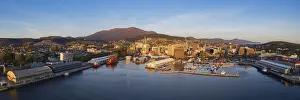 Elevated View of the Skyline of Hobart and Mt Wellington at Sunrise