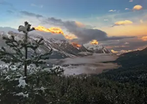 Fiery sunset on the Mountains