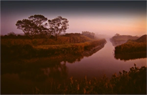 First light on the Bunyip river at Koo-wee-rup, Western port bay, Victoria First light on the Bunyip river at Koo-wee-rup, Western port bay, Victoria