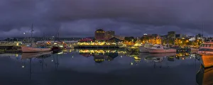 First light of Dawn at Victoria docks, Hobart city waterfront, Tasmania, Australia First light of Dawn at Victoria docks, Hobart city waterfront, Tasmania, Australia