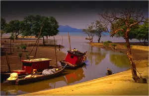 Malaysia Prints: Fishing boats, Langkawi Island, Malaysia