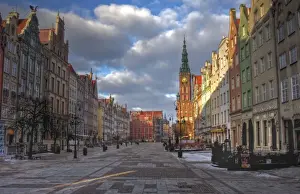 Gdansk Long Market Street and Town Hall sunrise