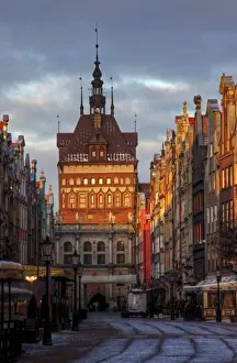 Gdansk Long Street towards Golden Gate sunrise