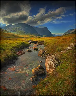 At Glen Etive, with a view to Buachaille Etive Mor, highlands of Scotland