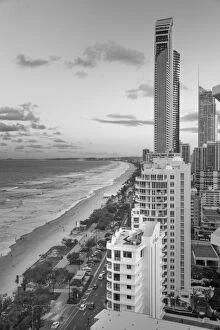 Az Jackson Collection: Gold Coast beach skyline in black and white