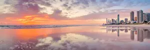 Gold Coast skyline at sunset reflecting off the water