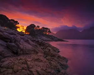 A gorgeous coloured dawn at Freycinet National park and Coles bay, east coastline of Tasmania