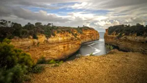 Blurred Motion Prints: Great Ocean Road limestone cliffs and bay sunset
