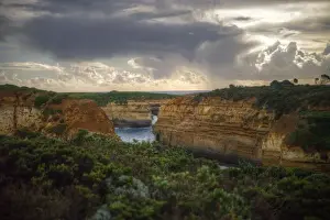 Great Ocean Road limestone cliffs at sunset