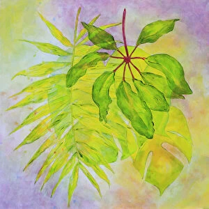 Art Collection: Green Palm Leaves Abstract Painting