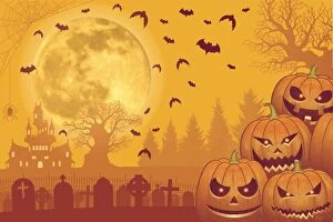 Images Dated 11th October 2016: Halloween background [Jack o Lantern and Full moon]