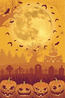 Images Dated 11th October 2016: Halloween background [Jack o Lantern and Full moon]