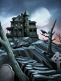 Images Dated 30th September 2014: Halloween Spooky Castle Illustration