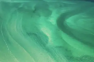 Images Dated 13th July 2023: High angle perspective showing water flowing from Willie Creek estuary