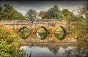 A historic bridge over the Stour river at Sturminster Newton, Blackmore Vale, Dorset, England