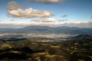 Hobart view from an airplane