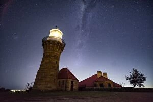 Images Dated 25th August 2016: Horizon View of Milky way with Barrenjoey Lighthouse, Palm Beach