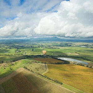 Images Dated 31st May 2014: Hot air balloon and aerial view of Yarra Valley