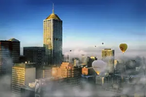 Hot Air Balloons on a misty morning in Melbourne