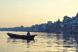 Artie Ng Prints: indian people rowing boat in Ganga river varanasi india