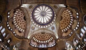 Images Dated 2nd June 2013: The Interior of the Blue Mosque (Sultan Ahmed Mosque), Istanbul, Turkey