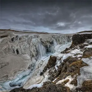 Koluglijufur Gorge and waterfall in Winter