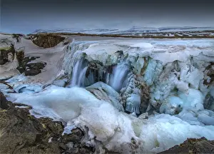 Ravine Prints: Koluglijufur Gorge and waterfall in Winter