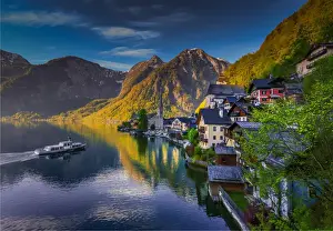 Lake Hallstatt, in the mountainous region of Salzkammergut, Austria