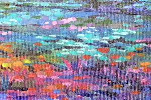 Judi Parkinson Prints: Detail of Landscape Painting for Background Grunge Original Acrylic Painting