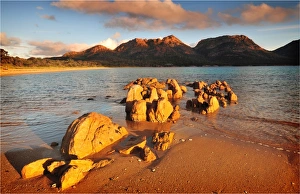 Late afternoon light in the Autumn at Coles bay with views to the Hazards Late afternoon light in the Autumn at Coles bay with views to the Hazards