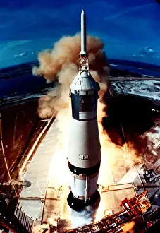 The launch of a space rocket