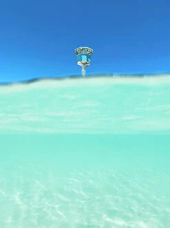 Aerial Beach Photography Collection: Lifeguard tower from under water