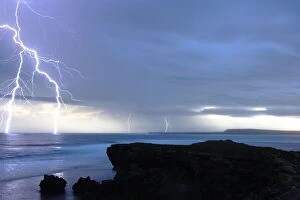 Lightning Strikes Collection: lightning over ocean