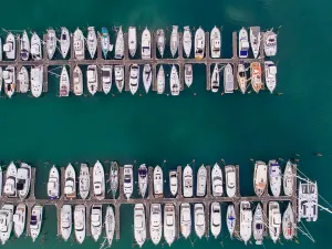 Prints of Boat parking in Auckland, New Zealand New Zealand Prints: Top looking down at boat park