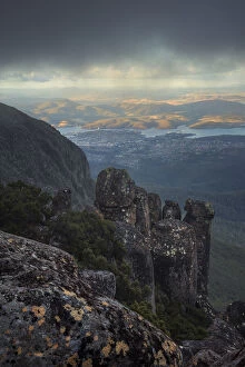 Images Dated 21st December 2015: Looking down on Hobart from Mt Wellington, Tasmania, Australia