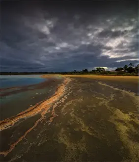 Low tide during stormy weather at a Salt lagoon near Indented head, Bellarine Peninsula