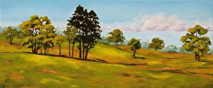 Judi Parkinson Artworks Collection: Lush Green Hills and Trees Landscape Painting