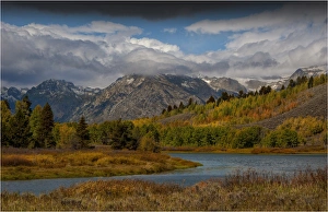 Magnificent scenery of the Teton mountain range, Snake River overlook, Grand Tetons National Park, Wyoming, USA Magnificent scenery of the Teton mountain range, Snake River overlook, Grand Tetons National Park, Wyoming, USA