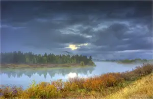 Misty light at Oxbow bend, Grand Teton National Park, Wyoming